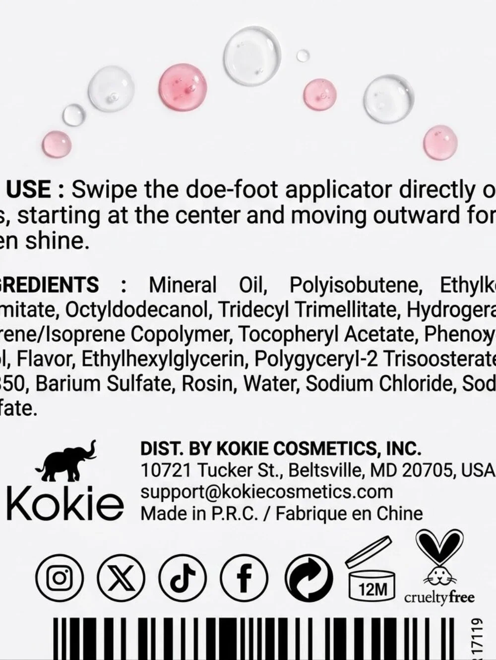 Kokie Nourish-Tint Lip Oil - PINKY PROMISE (GLO410) - NIB